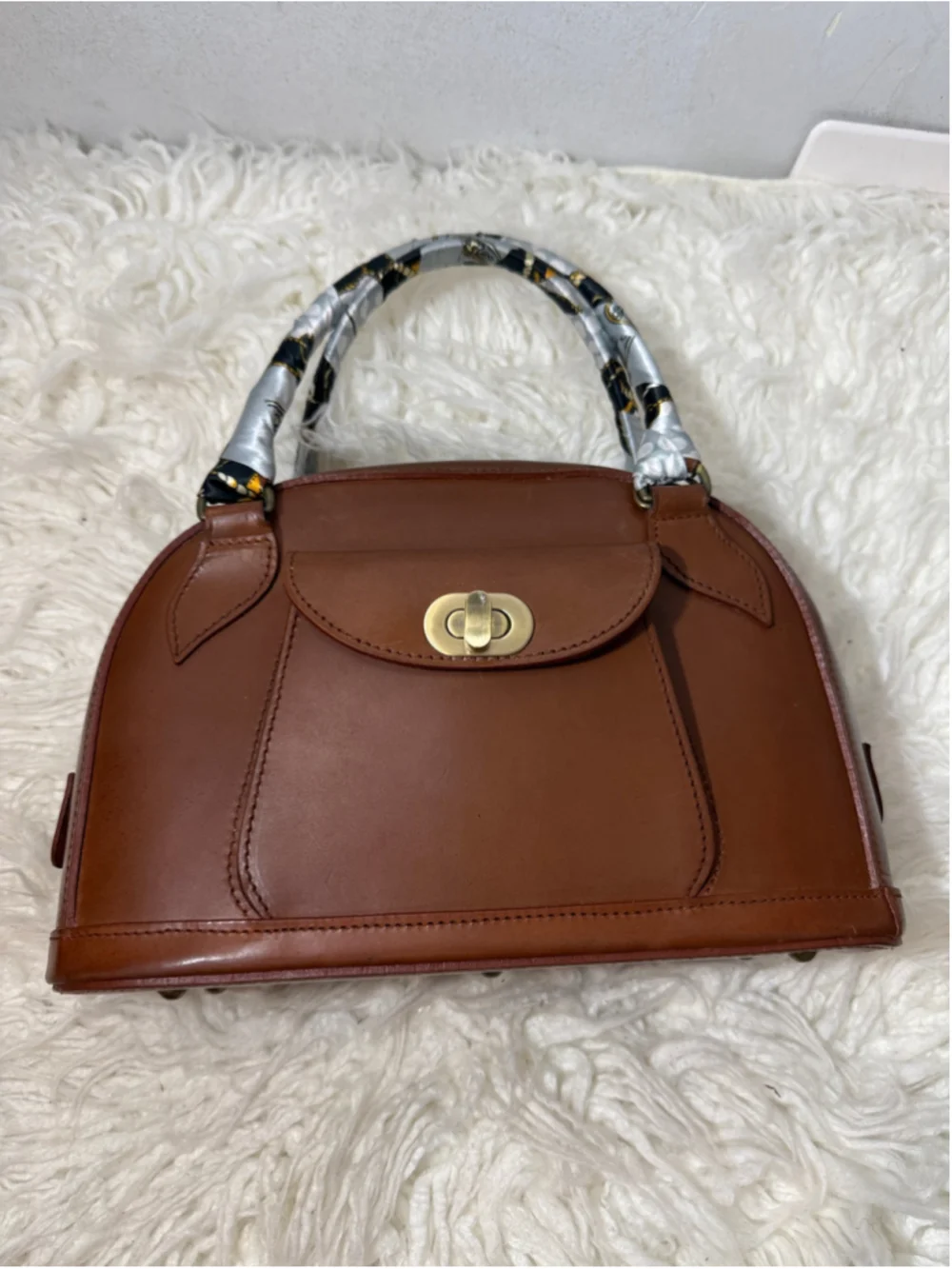 J.M Davidson vintage leather top handle satchel bag medium